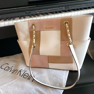Calvin Klein white beige pink shoulder bag